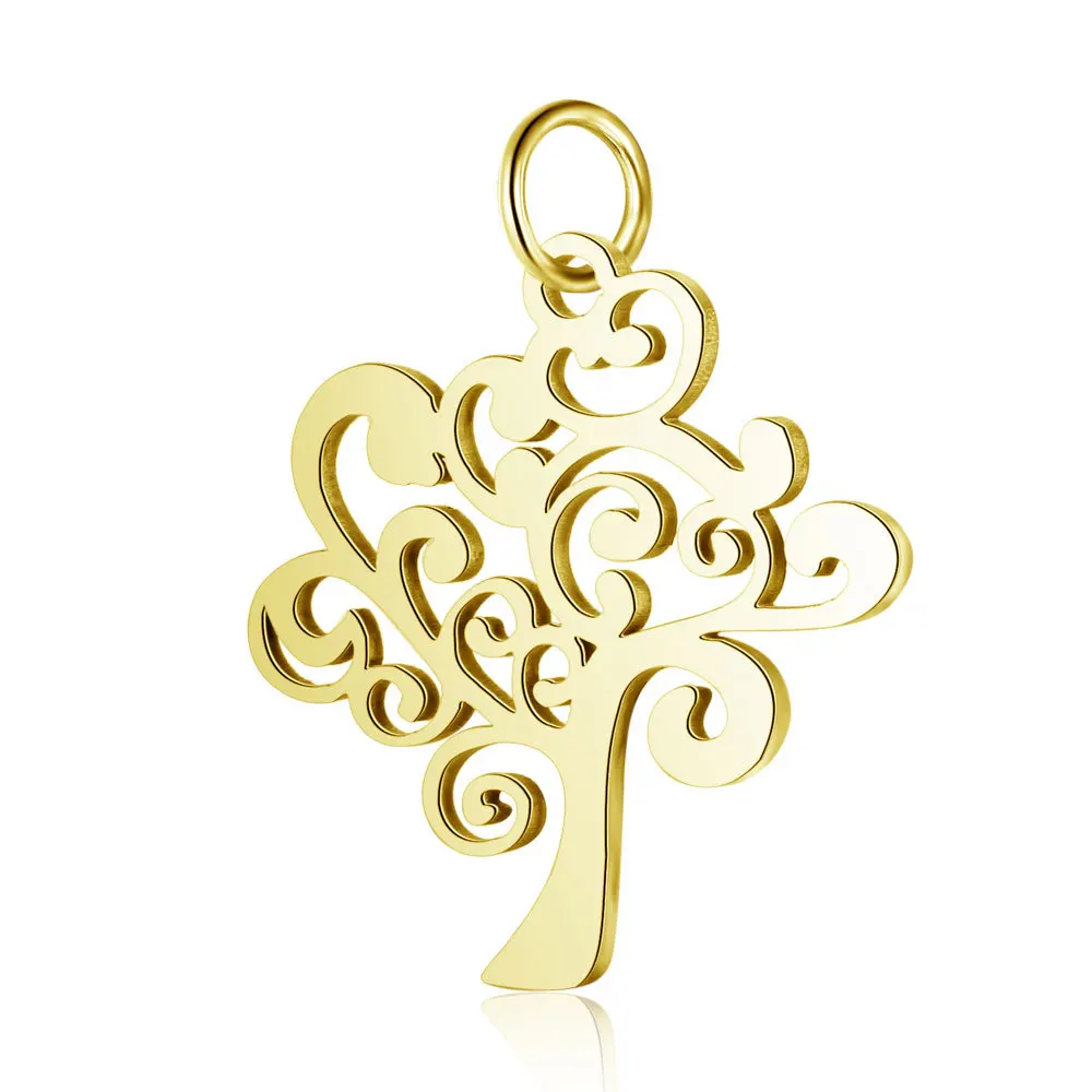 WT-SSP070Titanium steel gold-plated tree of life pendant all polished laser-cut stainless steel jewelry DIY Tree of life pendant