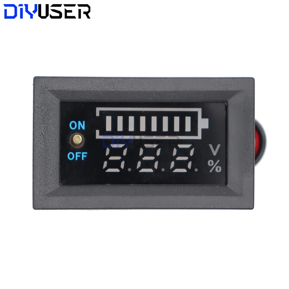 12V Lead Acid Battery 3S 12.6V Lithium Battery Pack Voltage Digital Display Meter Power Display to Detect the Power Band Switch