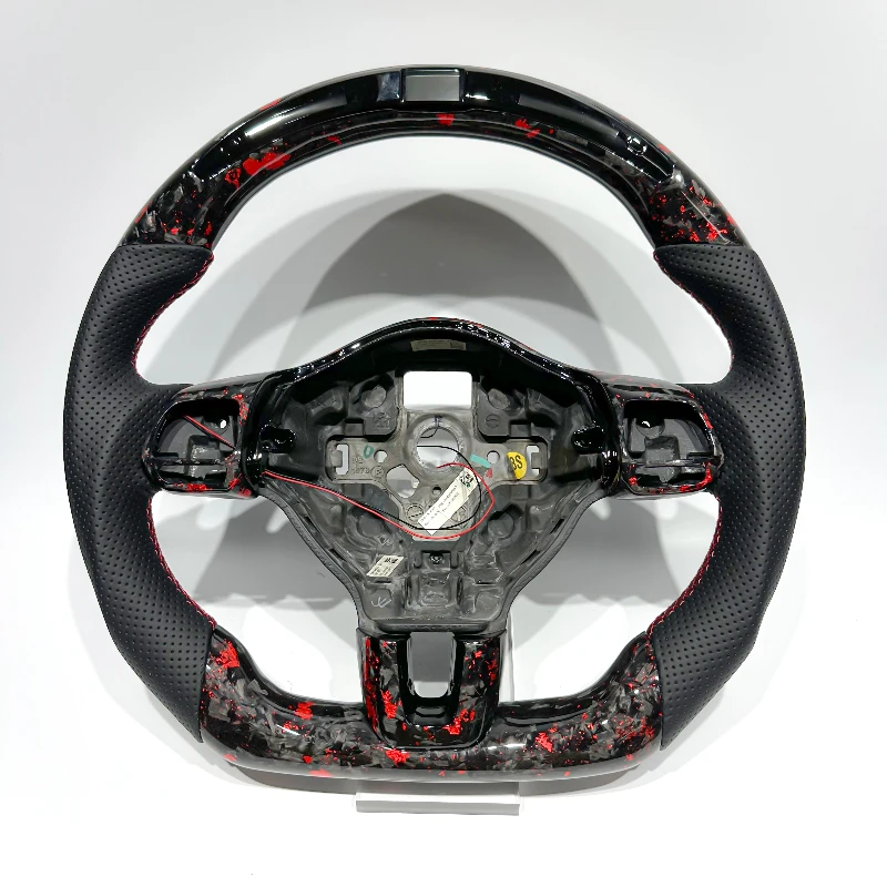 

Индивидуальное рулевое колесо для VW MK6 Passat Golf 5 5,5, гоночное колесо из углеродного волокна Red Forge со светодиодной подсветкой и перфорированной кожей 2009