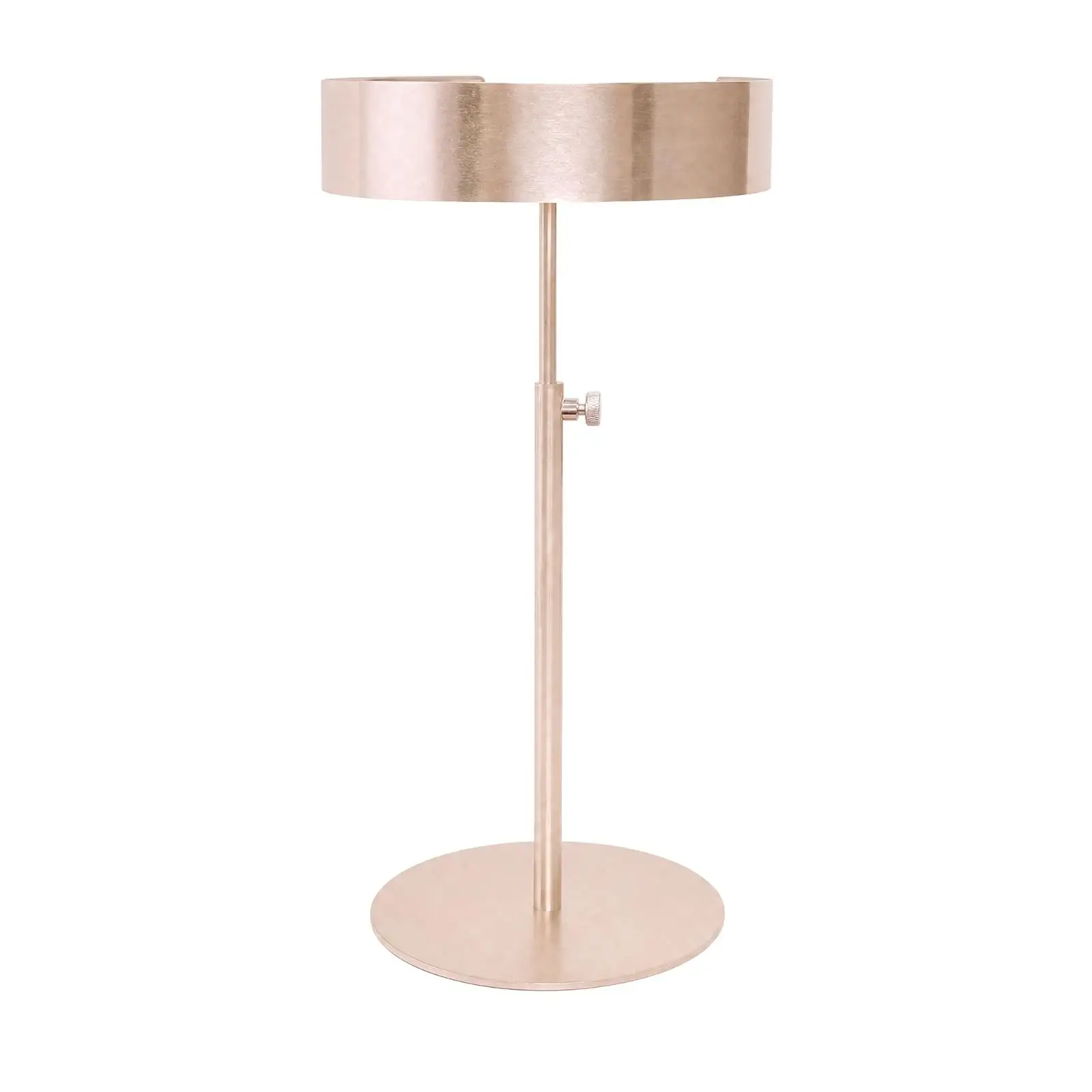 Floor Standing Collar Display Stand Brushed Rose Gold Steel Adjustable Height Rack with Stable Round Base for Store Display