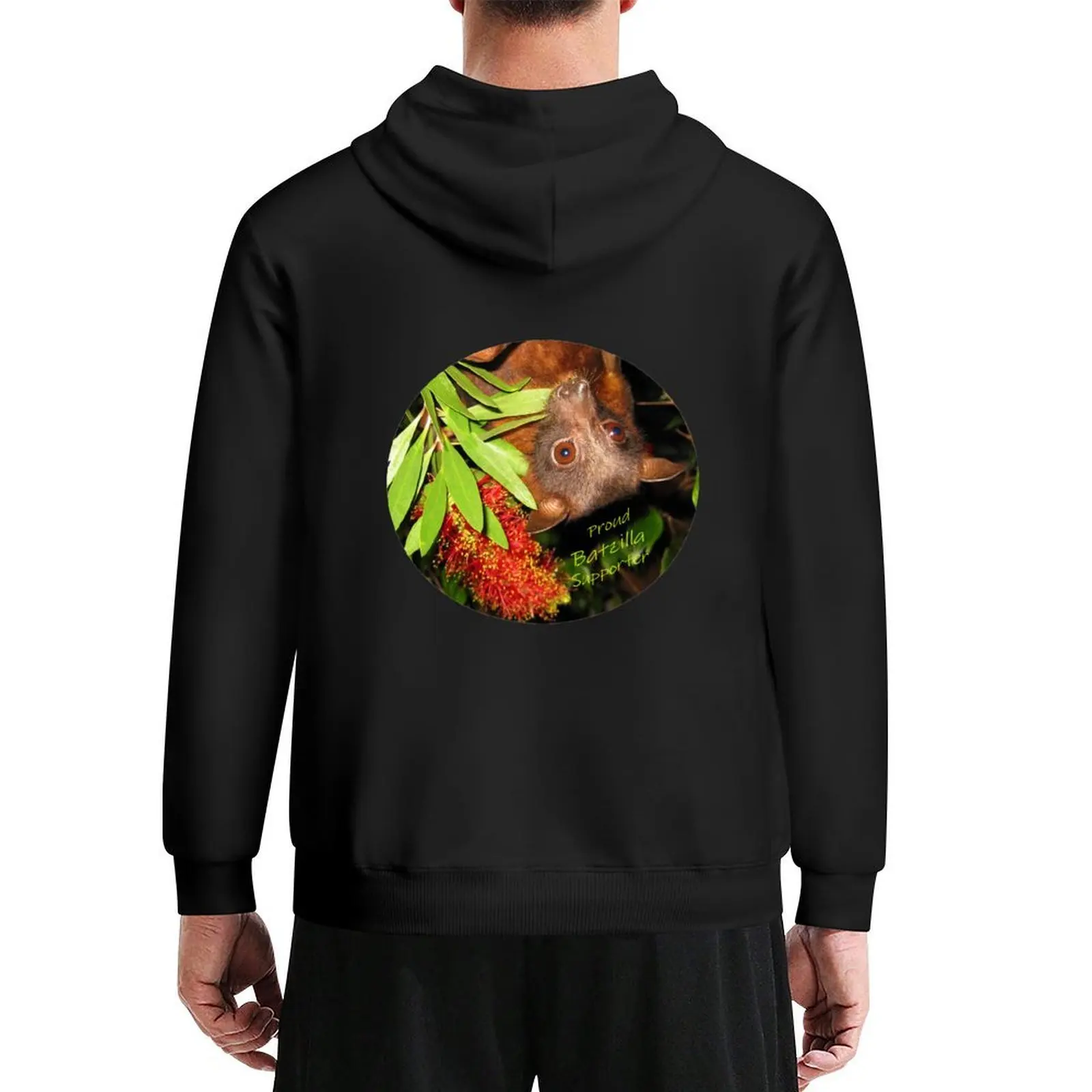 

Batzilla - Proud Supporter, flying fox with flower Hoodie men's sweat-shirt set men's clothes blouse anime clothing tracksuit