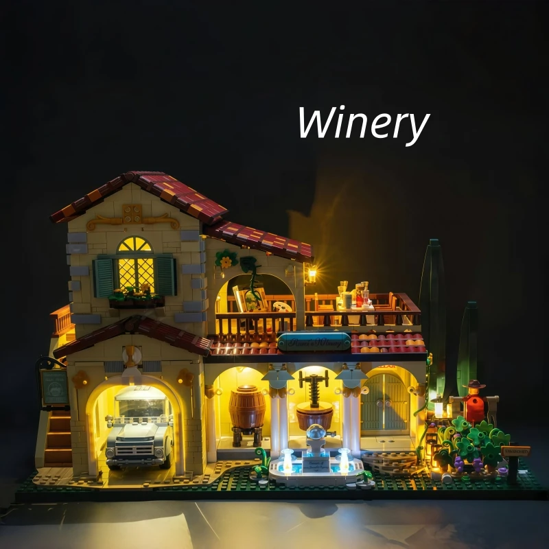 

New Large Farm Life Series Winery Building Blocks Street View Collection Ornaments Lighting Construction Model Gift