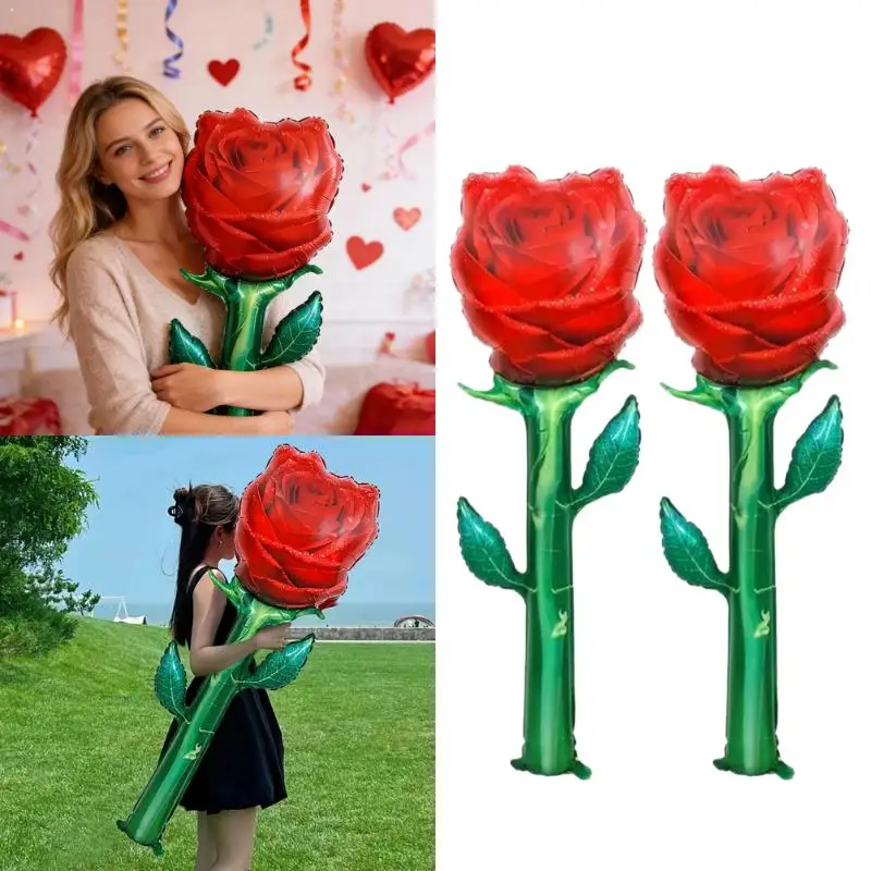 Large Simulation Red Rose Balloon Aluminum Film Valentine's Day Confession Girl Gift Birthday Party Mother's Day Party Decor