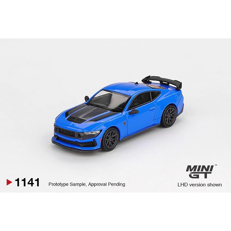 Vorverkauf MINIGT 1141 1:64 Ford Mustang Dark Horse 2024 Grabber Blue Diecast Car Model Collection Toys MINI GT