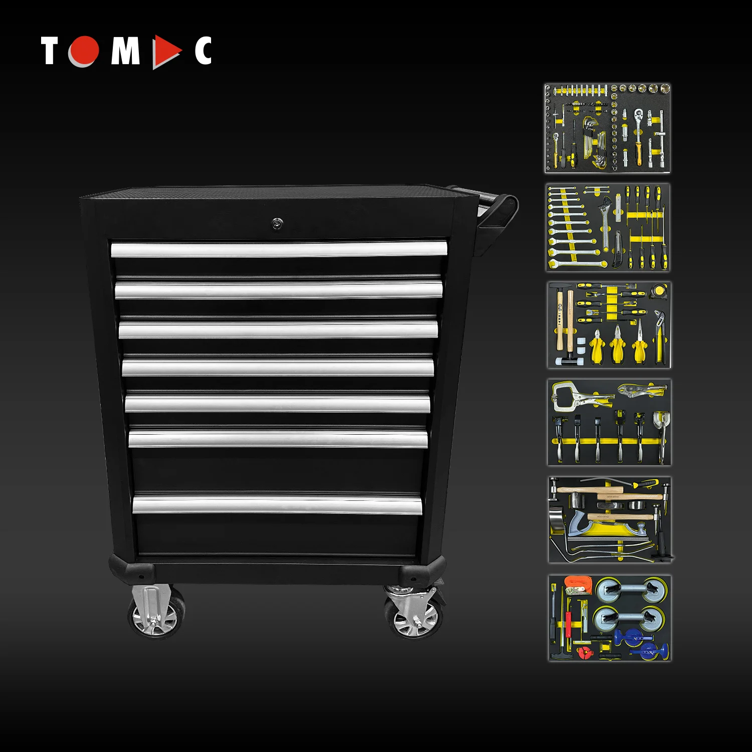 7 Drawer Auto Body Repair Workstation 193 Pc Panel & Glass Set Tool Cabinet With Tools Carrinho De Ferramentas