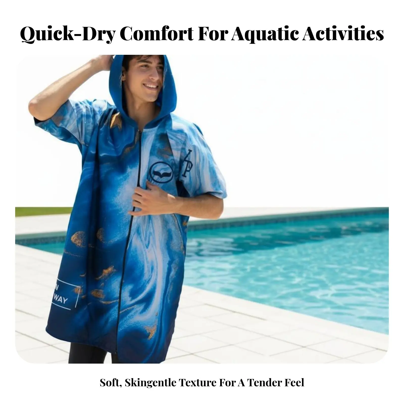 

Quick-Dry Towel Cape, Warmth for Diving, Swimming, Spa, Unisex, Double-Sided Print, Soft Material