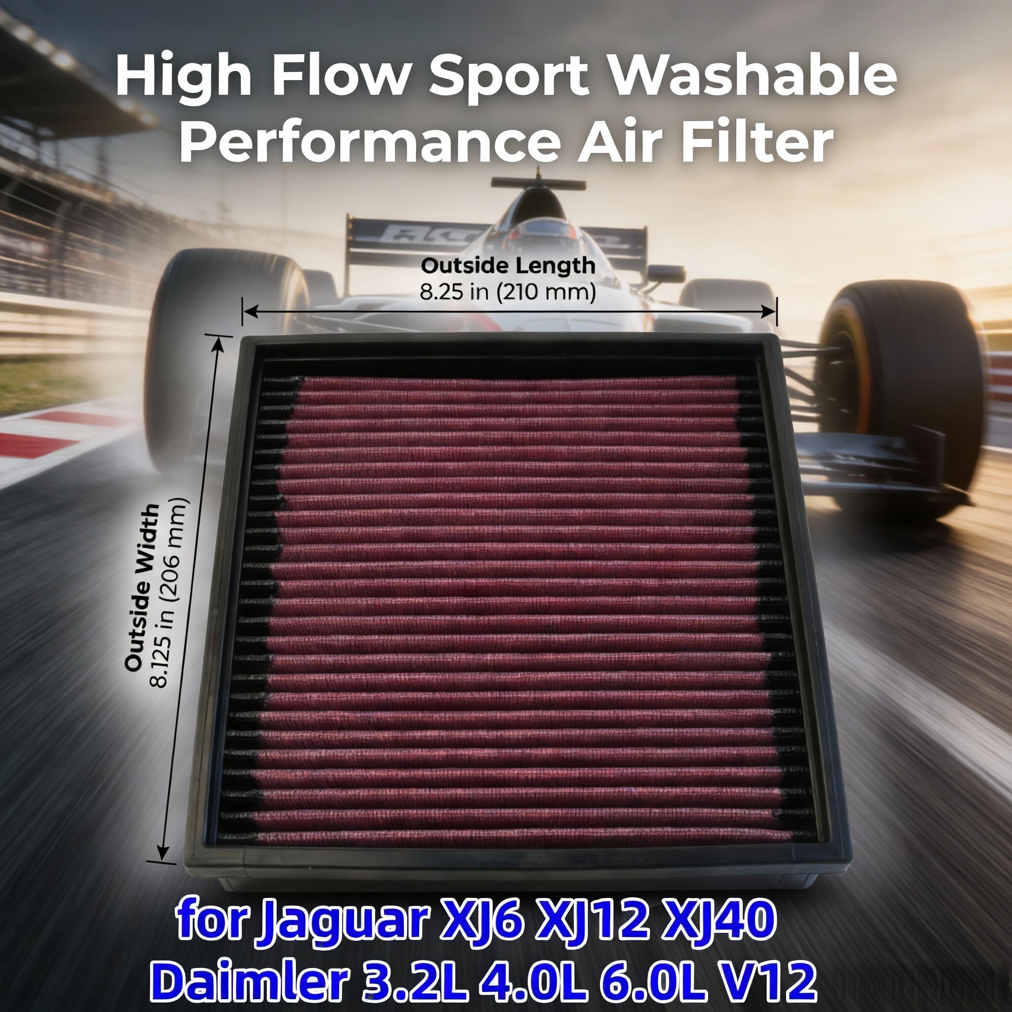 

for Jaguar XJ6 XJ12 XJ40 Daimler 3.2L 4.0L 6.0L V12 Engine 1986-2003 High Flow Sport Washable Performance Air Filter 33-2003