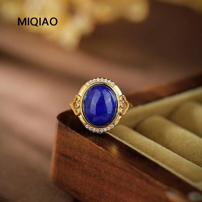 

MIQIAO New In Rings 925 Sterling Silver Lapis Lazuli Rings For Women Jewelry Luxury Engagement High Quality Fine Jewelry