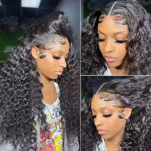 40 44 Inch Deep Wave Lace Front Wig 13x4 13x6 Lace Front Wigs Human Hair 250 Density Transparent Water Wave Curly Lace Front Wig - Image 4
