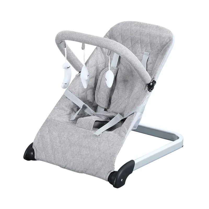 Baby Rocking Chair Newborn Baby Soothing Recliner Home Portable Foldable with Toys Baby Swing Chair Adjustable Height Cradle