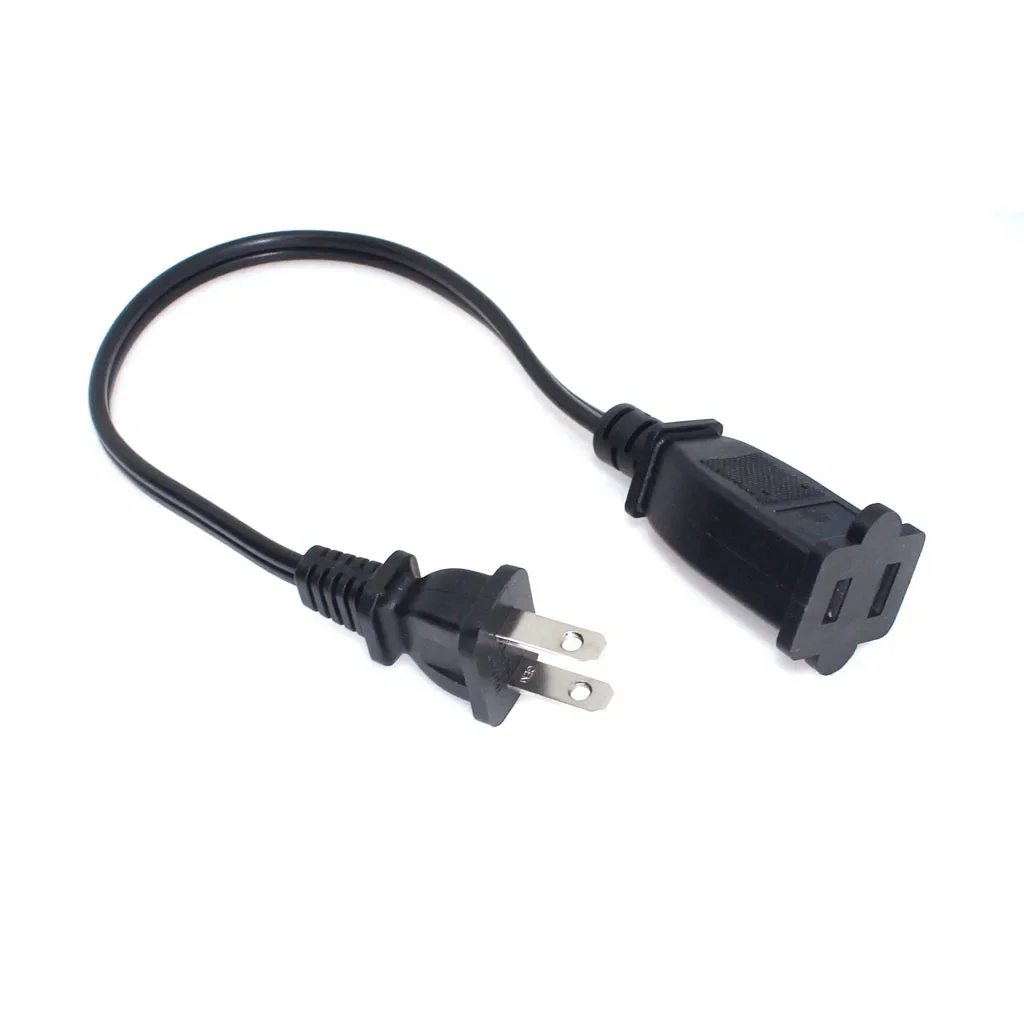 US Canada 2-prong Male To Female Power Extension Cable, NEMA 1-15P To 1-15R AC Power Cord 10A 0.3m/0.5m