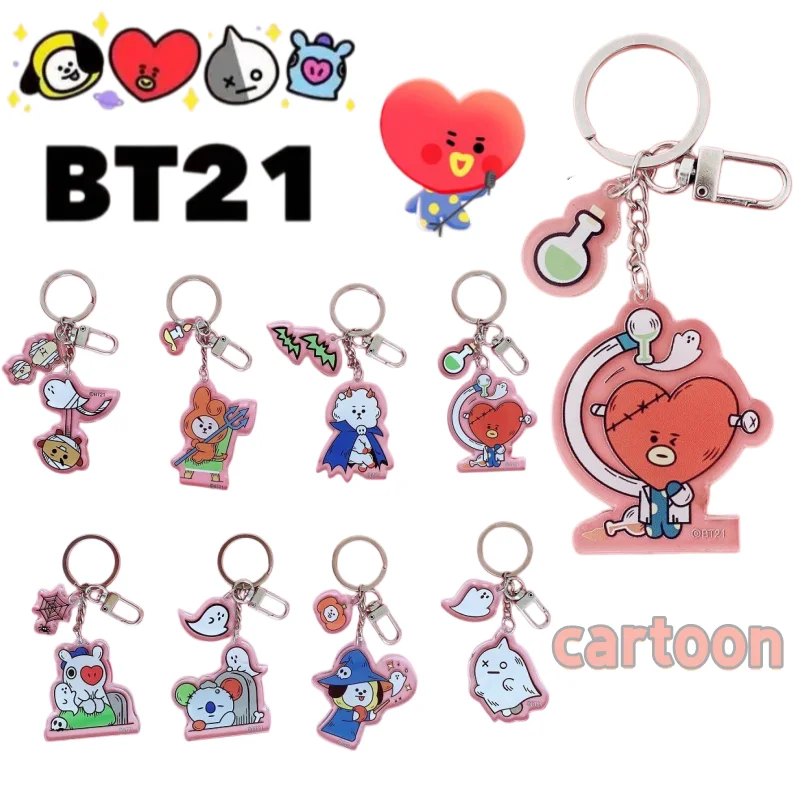 

New creative BT21 keychain, high appearance, fashionable and personalized, portable, cute cartoon, student backpack accessory