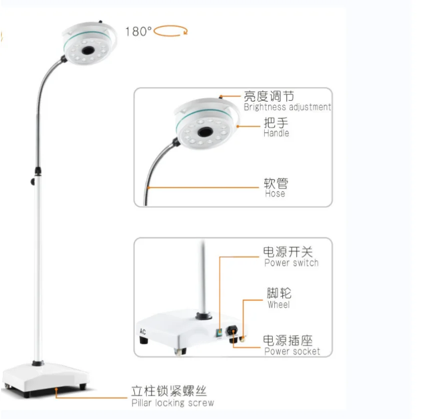 Cost-effective mobile  light with 12 pieces 3W LED bulbs For  Examination