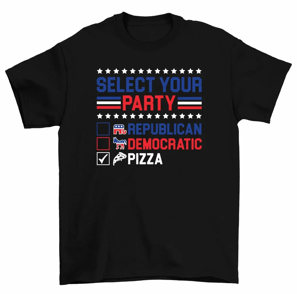 Select Your Party Republican Democratic Pizza T-Shirt Men