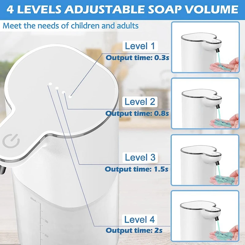 Dispenser automatico di sapone liquido, dispenser di sapone per montaggio a parete da 13,5 Oz/400 ML, ricaricabile tramite USB, sapone per mani e piatti senza contatto