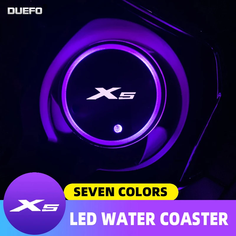 2pcs Car Styling Interior LED Light Luminous Coaster Water Cup Bottle Light For BMW X5 F15 E53 E70 Auto Interior Accessories