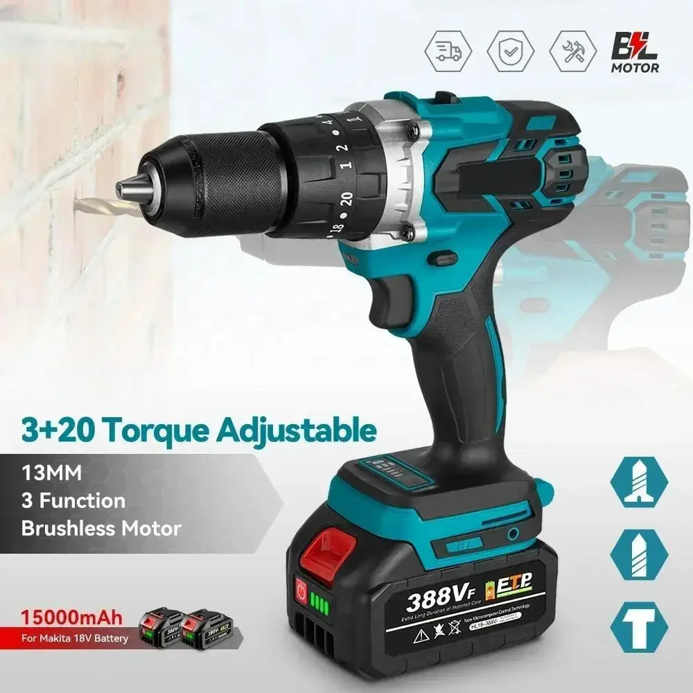 chave de fenda eletrica sem fio furadeira de torque chave de fenda bateria makita 18v compativel 13 mm 20 mais 480nm 01