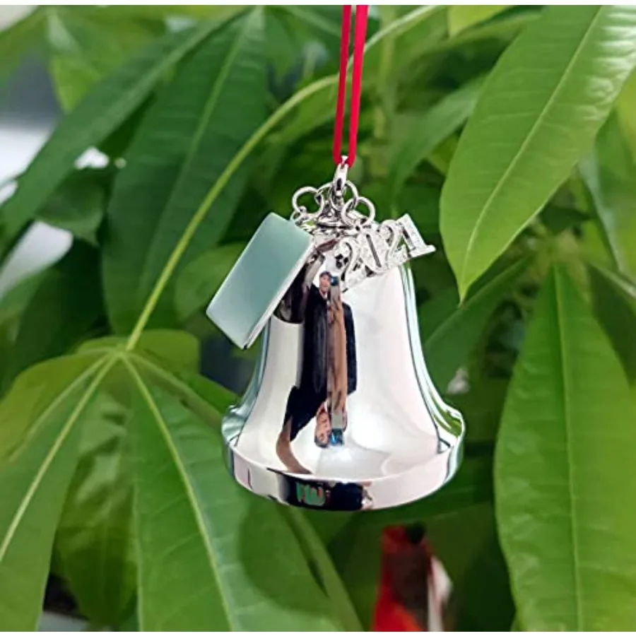 FKOG الفضة 2025 عيد الميلاد جرس مزلقة جرس زخرفة مع أجنحة الملاك لذكرى الزفاف ذكريات متزوجة حديثي الولادة الديكور