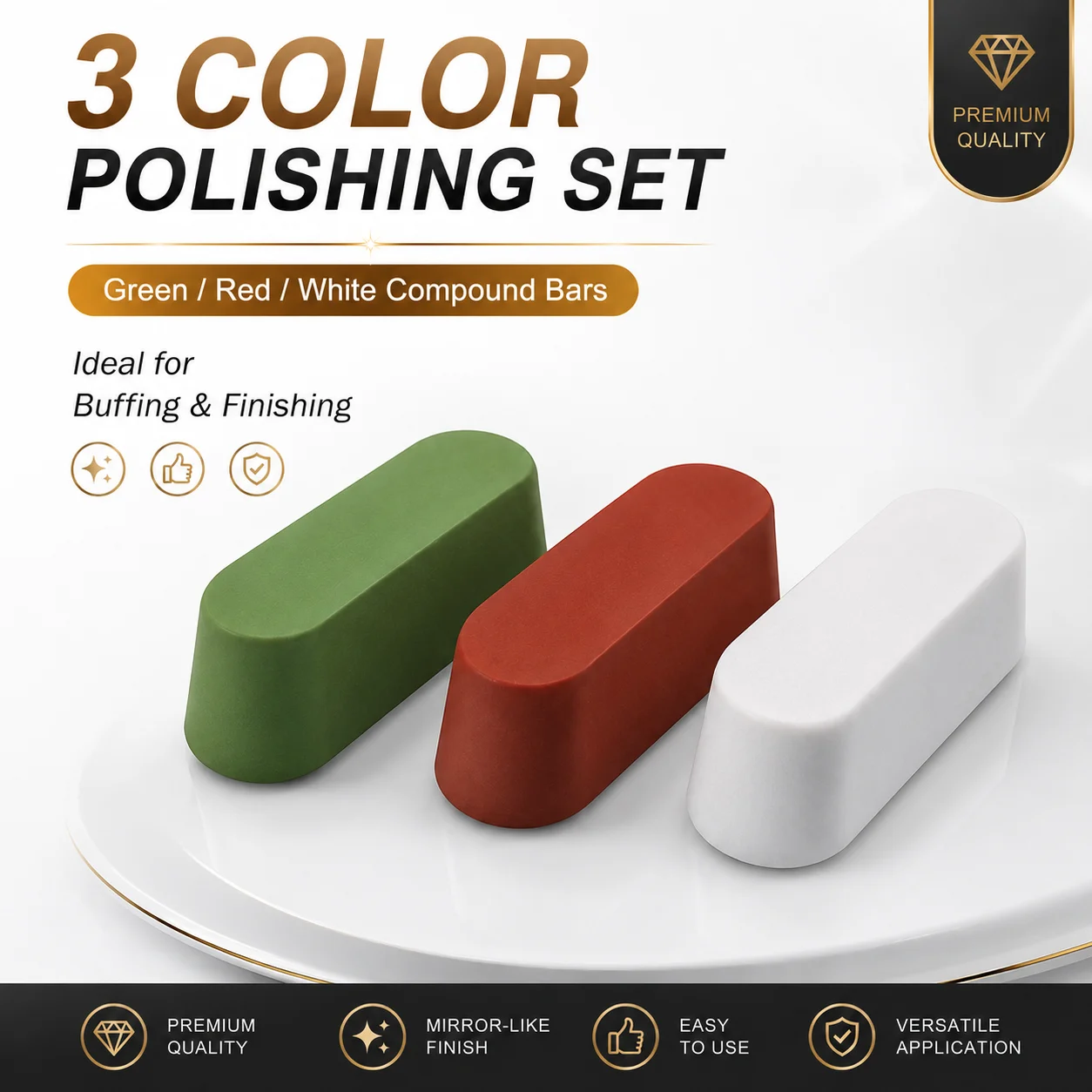 3Pcs 30g Metal Polishing Compound Kit, Buffing Bars for Stainless Steel Car Wheels Jewelry Aluminum Mirror Finish