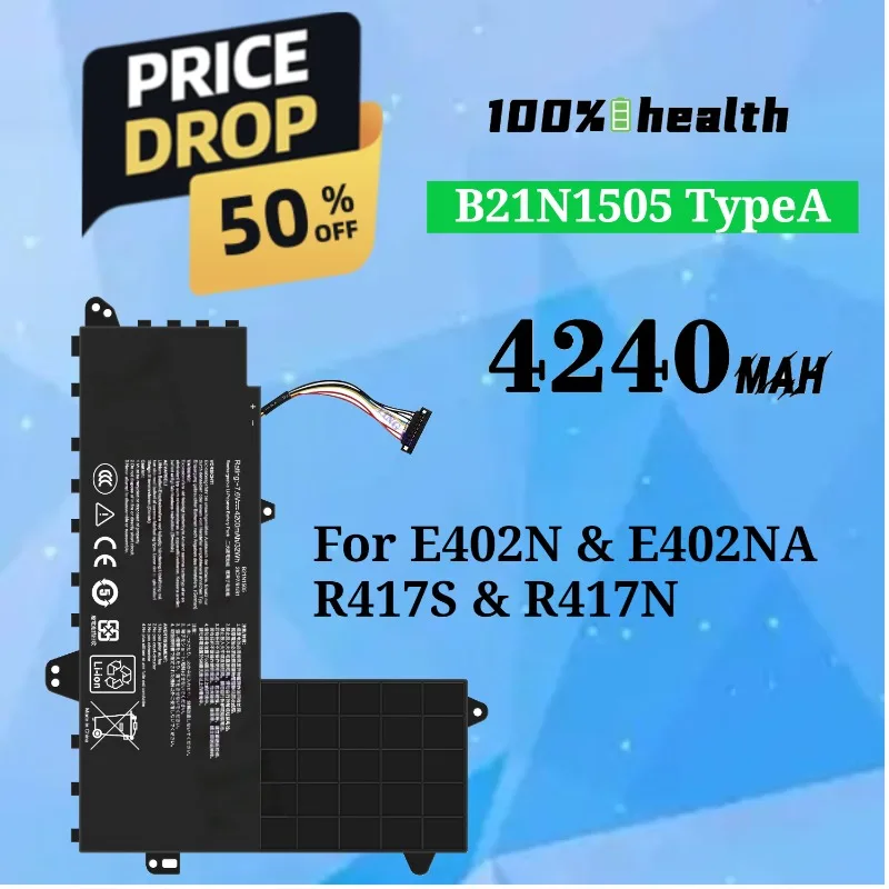 

B21N1505 TypeA 4240mAh Laptop Battery for ASUS E402N/E402NA/R417S/R417N Lithium Rechargeable Battery