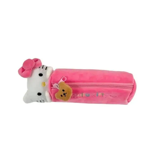 Sanrio Hello Kitty Pennfodral Stor Kapacitet Plysch Pennfodral Söt Kt Katt Kosmetikväska Flickor Studenttillbehör Pappersmaterial Presenter 8 best sales katt plyschväska - №2