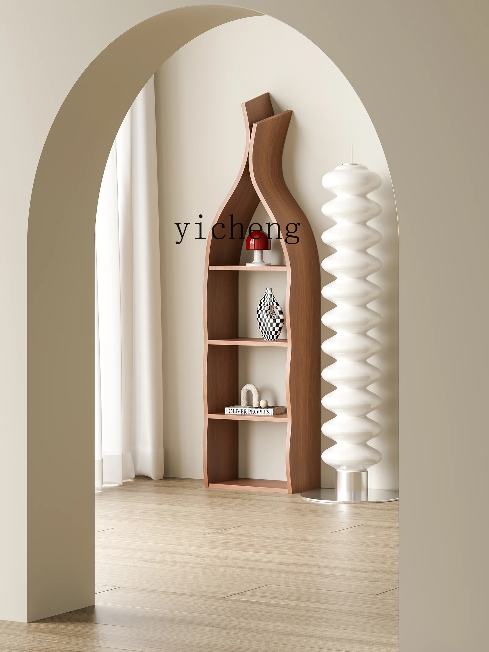 

LSL special-shaped wall rack wind solid wood multi-functional cabinet partition display cabinet