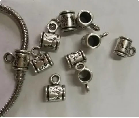 30pcs 8x6mm, hole 4mm, loop2mm Alloy charms tibetan silver  crafted bail connectors HWH2598-A