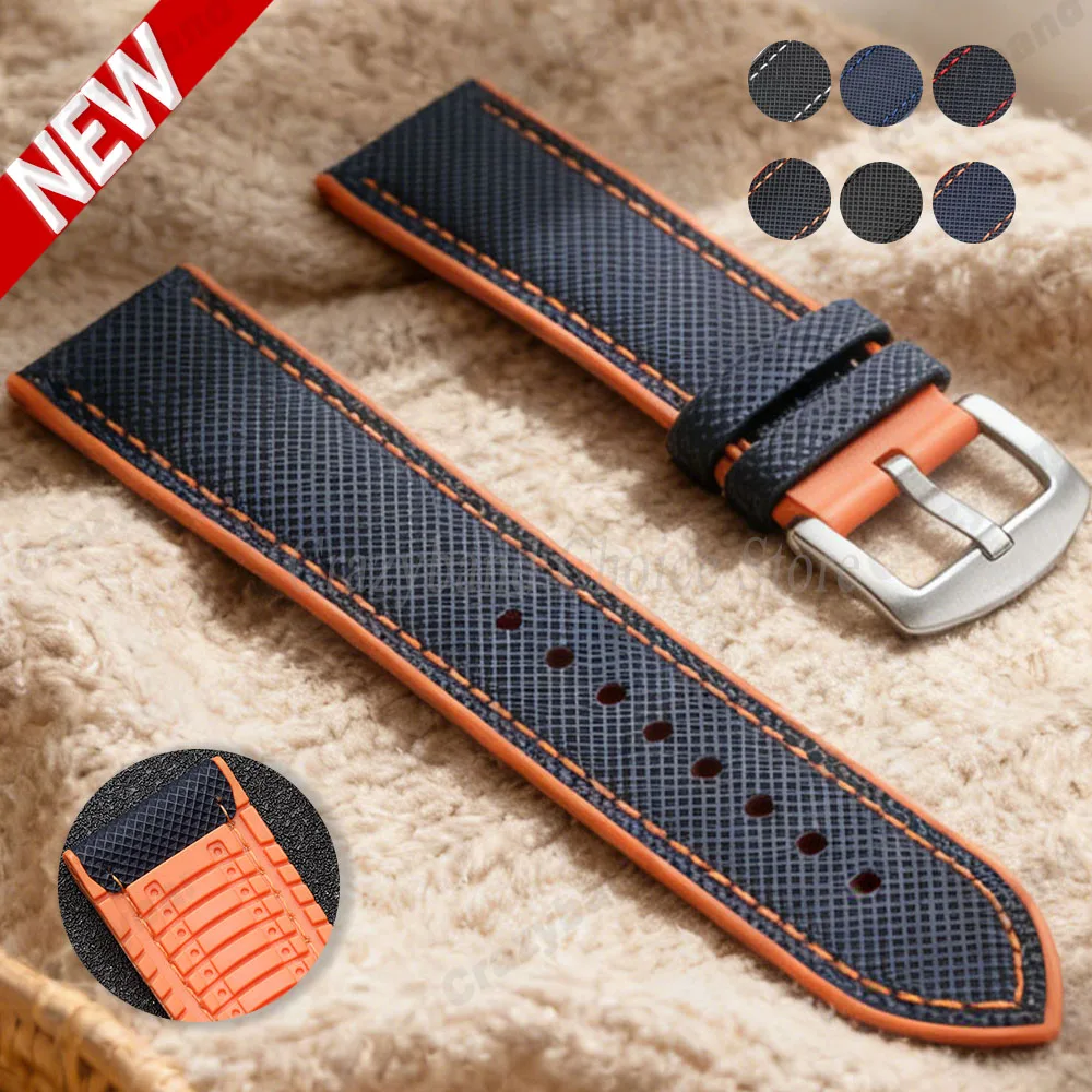 Nylon Silicone Watch Strap Sports for Men's Wristbelt for Tissot for Tudor for Seiko Watches Replace Soft Band 18 20mm 21mm 22mm