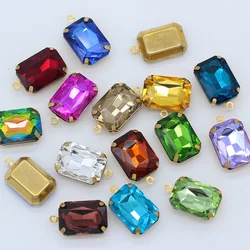 6-18MM Sewing Rectangular octagon Rhinestones With grass single pendant setting Crystal Stone Pendant for Jewelry Accessories