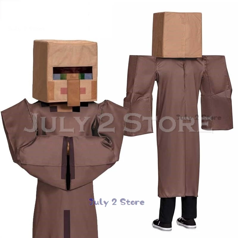 Mine NPC Villager Cosplay Costume Outfits Mc Cosplay Costume Craft Uniforms Cosplay Clothes Halloween Party Women Men Funny Suit