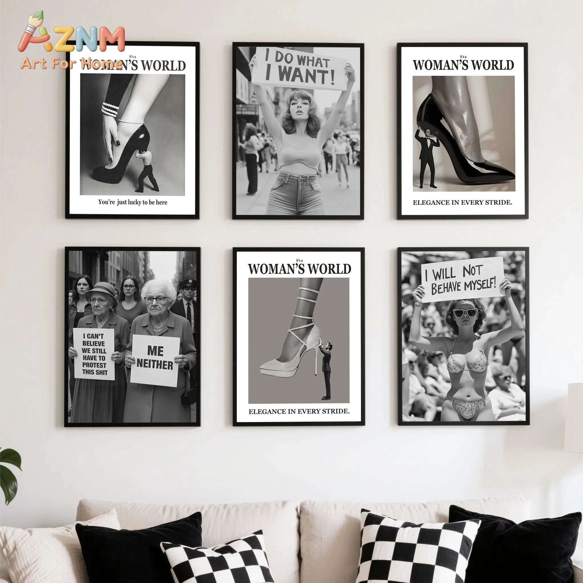 Art & Craft Paper Ideas - AZNM Tableau mural en toile féministe,