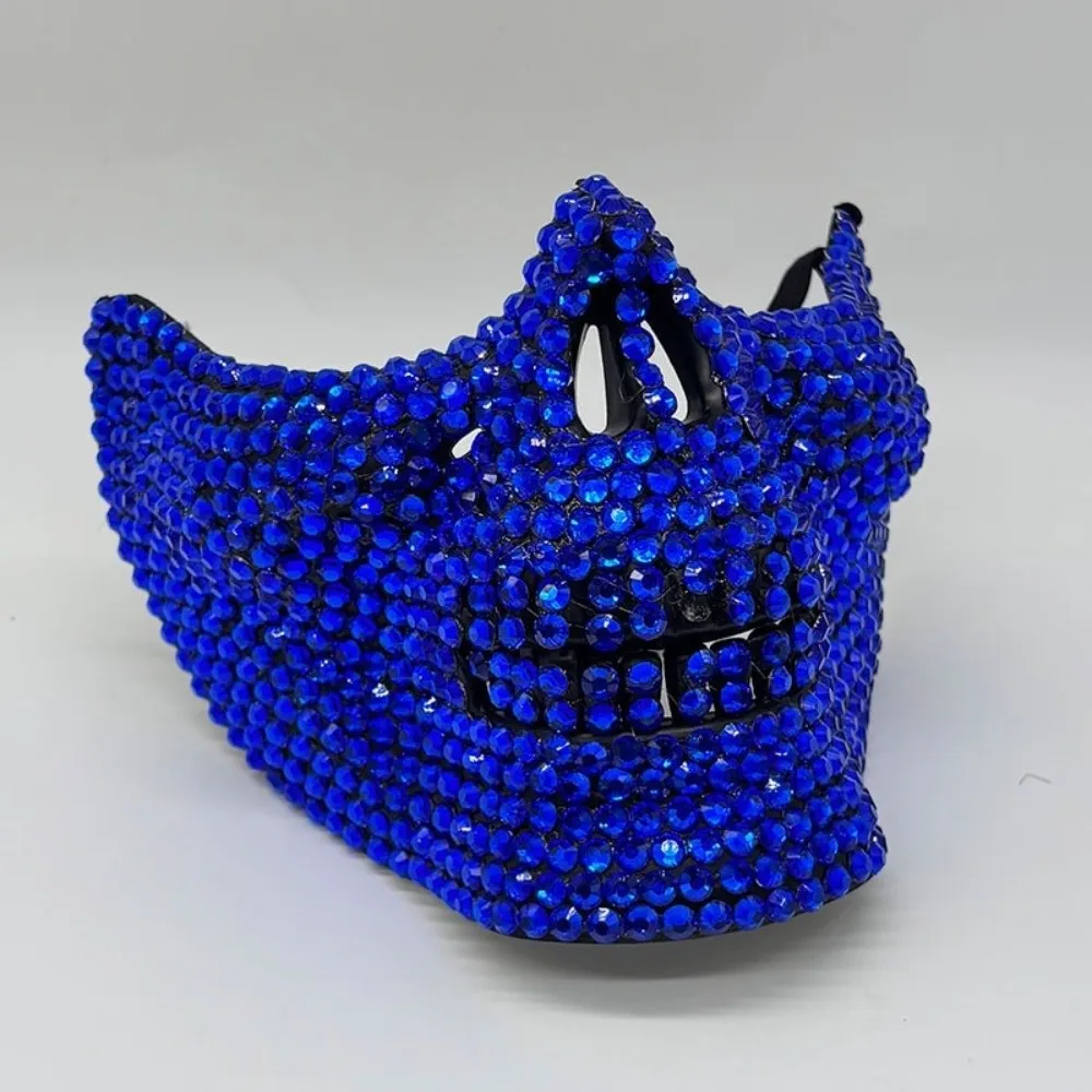 Steampunk Full Rhinestone Half Face Skull Mask Punk Shining Cosplay Mask Rock Style Handcrafted Masquerade Mask Carnival Party