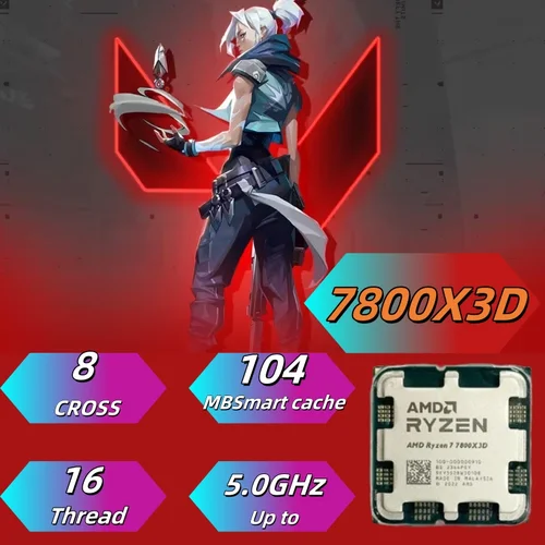 선풍기 없는 AMD용 트레이, R7 7800X3D Ryzen 7 7800X3D 5.0 GHz, 8 코어 16 스레드, CPU 5NM L3 = 96M 100 100000910 소켓 AM5, 신제품 