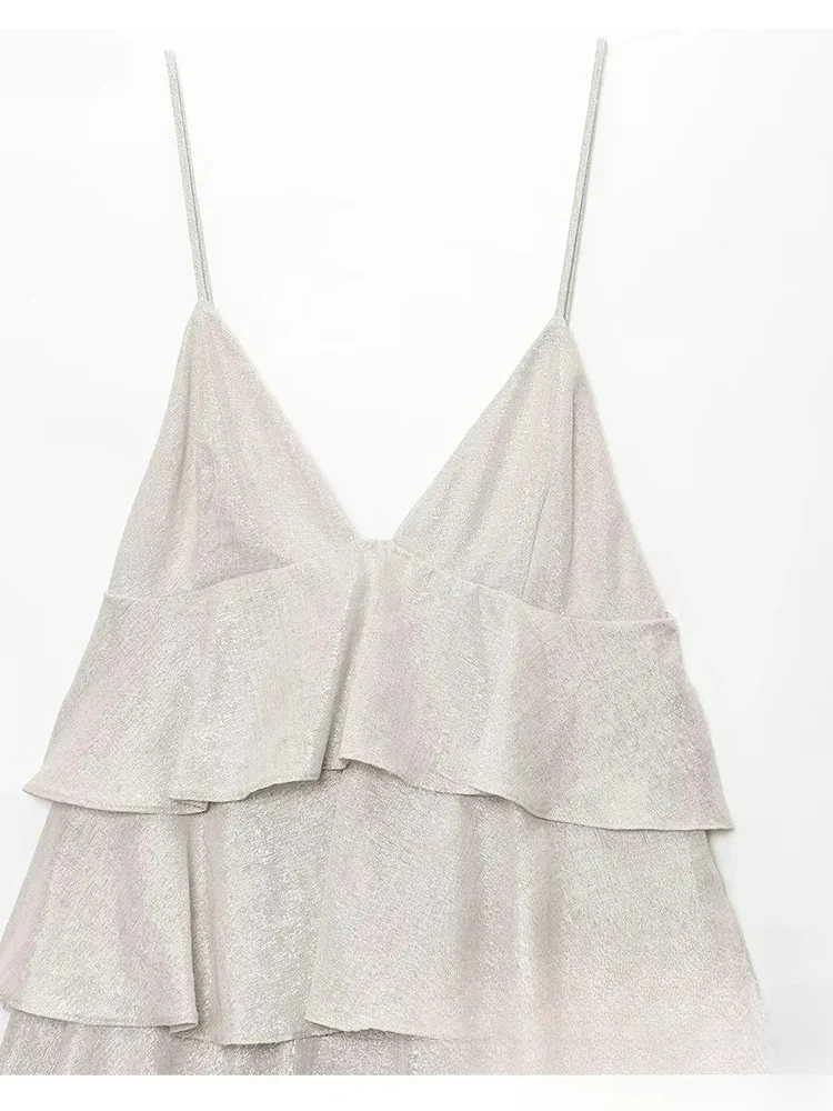 ชุดเดรสลำลองสไตล์ชิคสำหรับผู้หญิง แบรนด์ KONDALA แบบเรียบง่าย สายเดี่ยว ซิป แต่งระบาย ชุดมินิเดรสแฟชั่นใหม่ 2025 สำหรับฤดูร้อนและวันหยุด