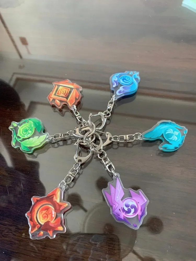Game Genshin Impact Oculi Acrylic Keychain Strap Lanyard For Mobile Phone Case Car Key Chains Cover Hang Cotton Doll Accessories
