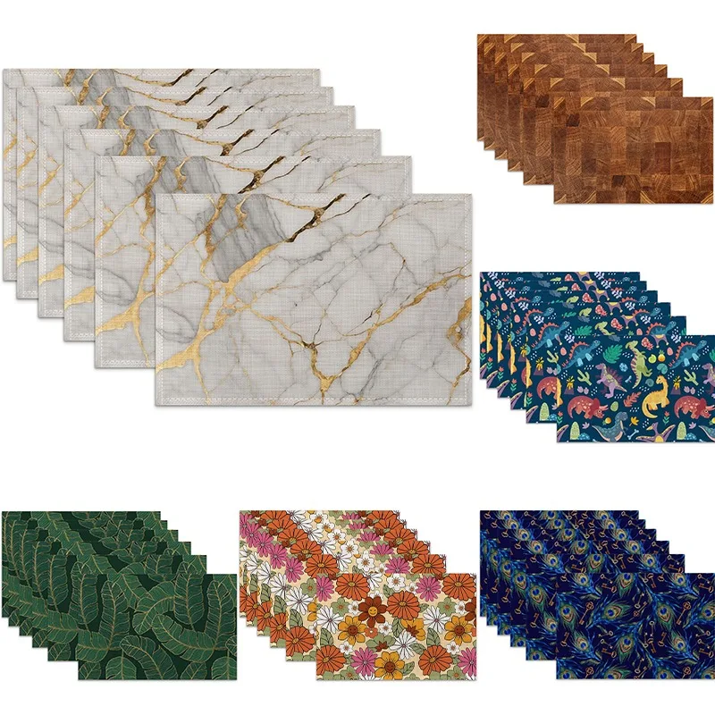 الذهب الأبيض الرخام الكتان الجدول الحصير مجردة مقاومة للحرارة مكان الحصير قابل للغسل طاولة طعام الحصير ديكور المطبخ سهلة التنظيف #1