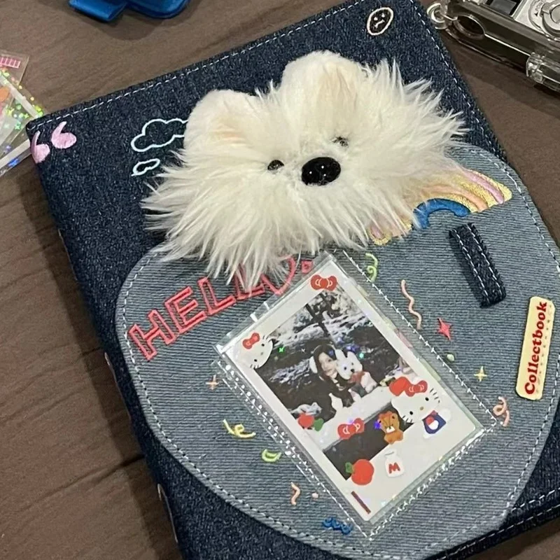 Cute Plush Dog Cowboy Cardbook 3inch Card Four Grid Storage Book Loose Leaf Small Card Diy Album Card  Idol Card Collect Book