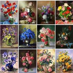 GATYZTORY DIY Painting By Numbers Flower in Vase Modern Wall Art Picture Hand Painted Oil Painiting On Canvas For Gift 40x50