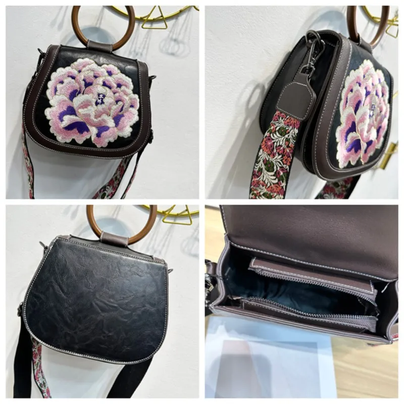 Johnature 2026 New Handmade Retro Embroidered Women's Bag Chinese Style Elegant Handbag Versatile Shoulder Bags