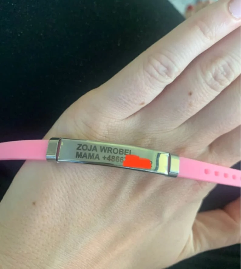 Anti perda personalizado crianças ID pulseira, número de telefone personalizado do bebê, emergência criança ID, 2024