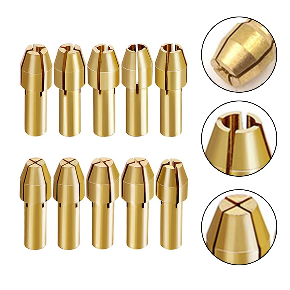 10pcs Copper Collet Mini Drill Chucks 4 Claws Chucks Adapter For Dremel Rotary Tool Power Tool Accessory