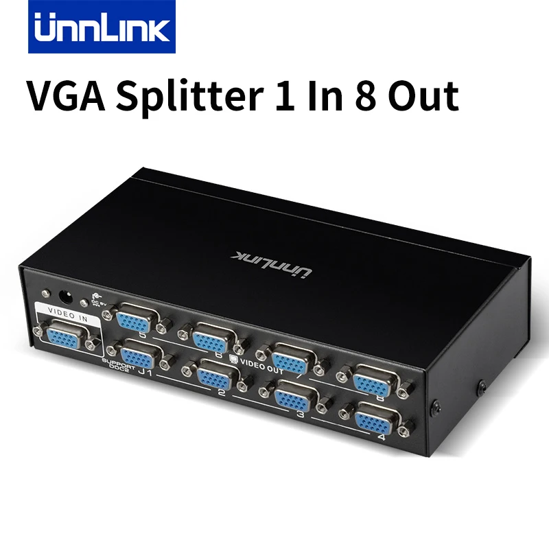 

Unnlink VGA Splitter 1 In 8 Out Video Distributor 8 Ports 1080P 60Hz for PC Host to TV Monitor Projector