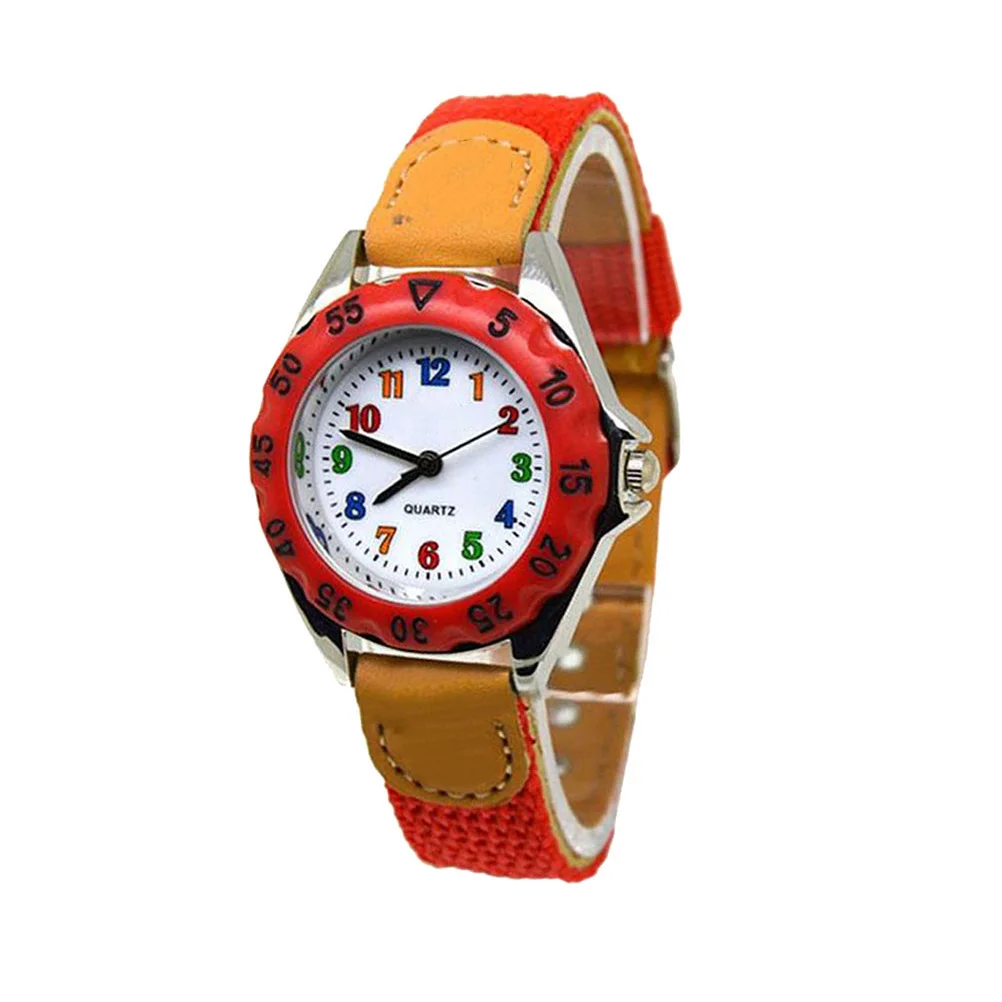 Cartoon Students Watch Red Nylon Strap Creative Wristwatch Accurate Quartz Movement Watch Wrist Watches