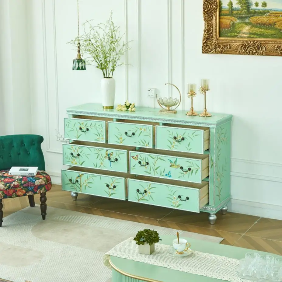 American solid wood retro painted decorative cabinet foyer partition bedroom entrance storage side cabinet