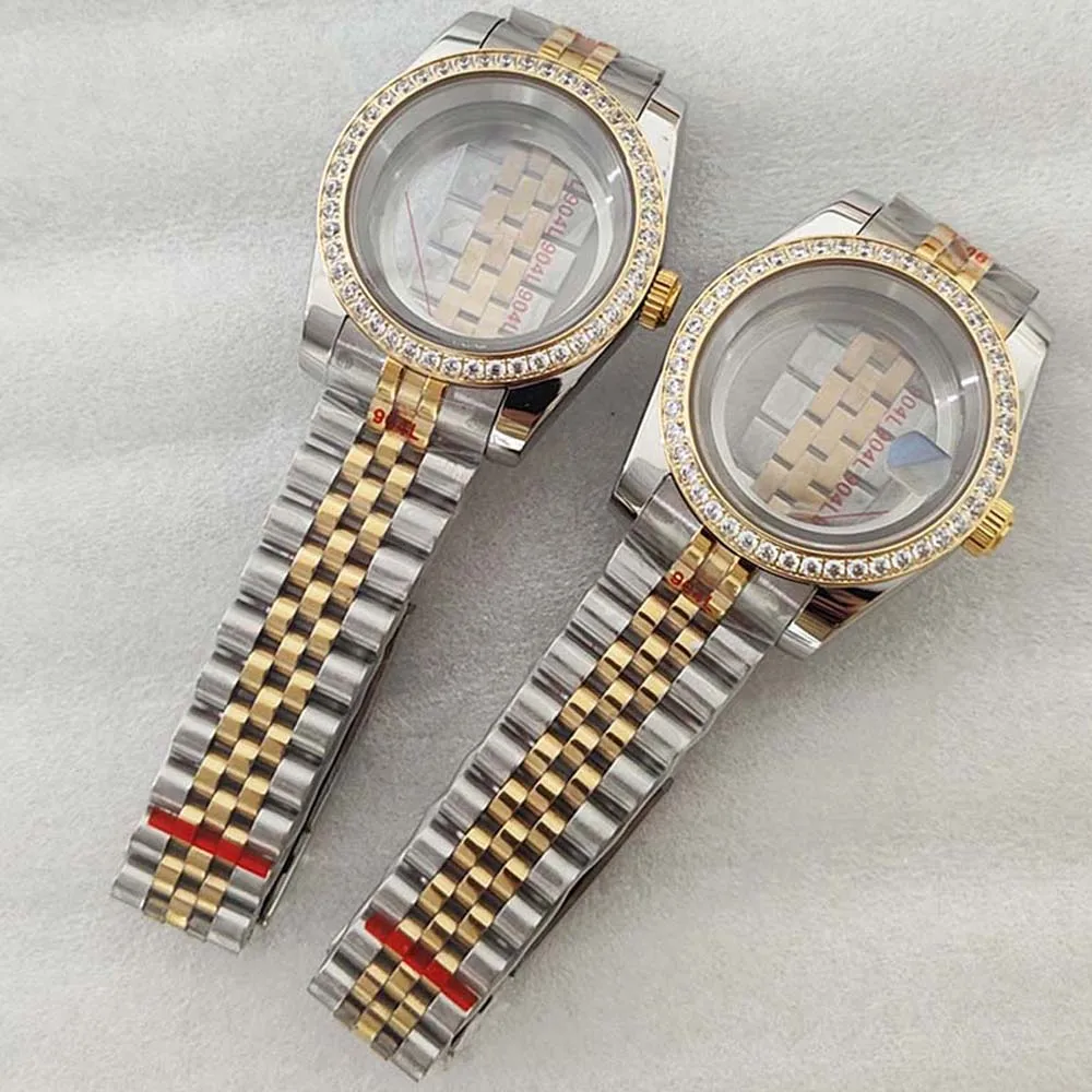 

39mm 36mm Watch Case Stainless Steel Sapphire Glass Case NH35 Strap For NH35 NH36 4R 7S Movement Watch Shell + Bracelet 20mm Set