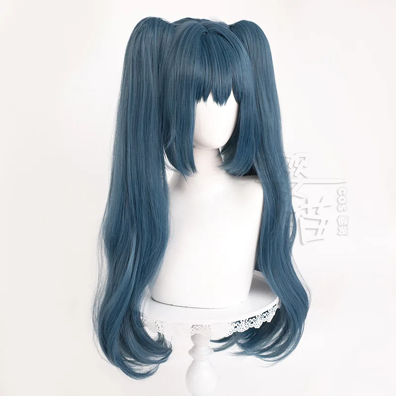 Jogo azur lane regensburg peruca cosplay 70cm azul escuro resistente ao calor cabelo sintético anime cosplay perucas halloween festa das mulheres dos homens