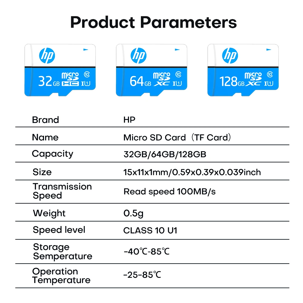 Tarjeta Microsd Original hp, 128gb, 64gb, 32gb, tarjeta de almacenamiento de memoria Flash Clase 10 U1SDXC 100MB/s UHS-I tarjetas Micro SD TF