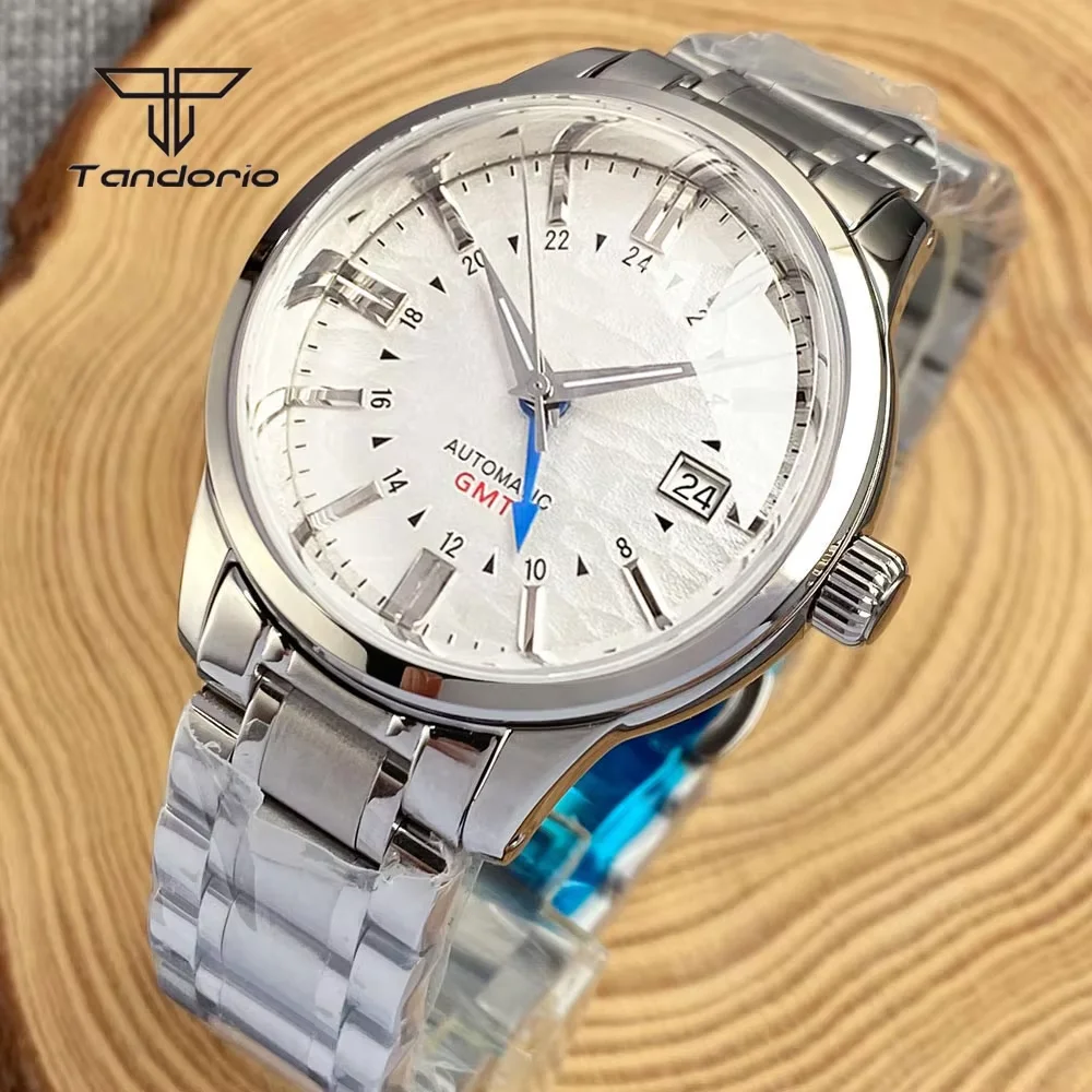 Logotipo personalizado/Nombre/texto NH34 40mm reloj automático doble cúpula zafiro fecha GMT pulido reloj de pulsera de buceo para hombres parte trasera transparente