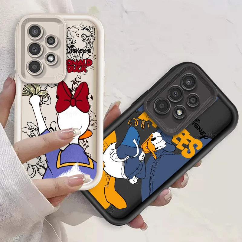 

Cartoon Cute Donald Duck For Samsung A73 A71 A54 A53 A52 A51 A33 A32 A21S A14 A13 A12 A25 A04 A05 5G Eye Ladder Cover