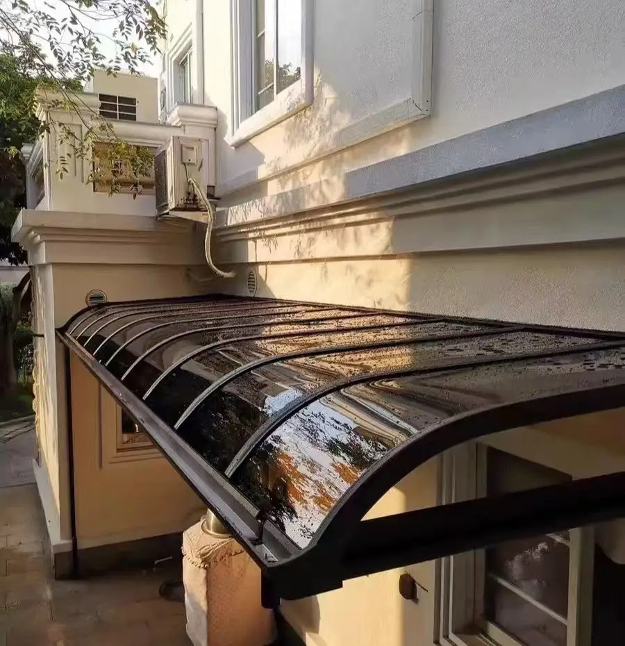 Custom Size Polycarbonate Roof Awning – Durable Aluminum Carport Shelter for Cars and Motorbikes Door Canopy Covers